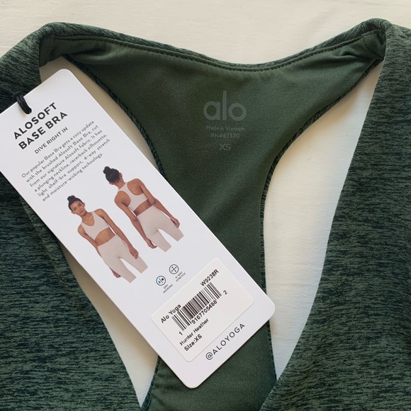Alo Hunter Heather Green Alosoft Base Bra XS - Picture 3 of 5